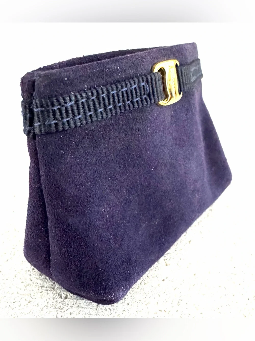 SALVATORE FERRAGAMO Gancini Suede Mini Coin Purse Key Pouch Italy